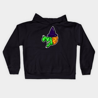 Halloween Green Witch Cartoon Wart Kids Hoodie